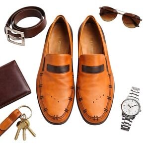 Michael Toschi CIS Leather Loafers Size 12 Made in Italy Comfort Dress Slip-Ons